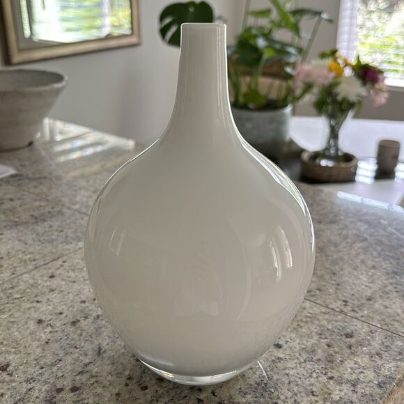 IKEA White Salong Vase Hand Blown Glass Swedish Modern - Picture 6 of 7